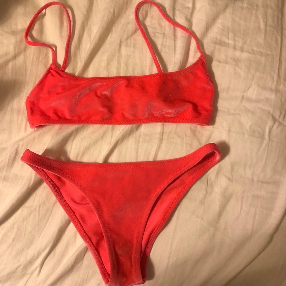 velvet hot pink triangl bikini